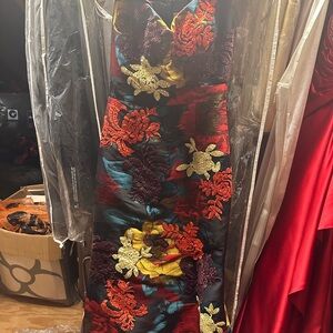 Red and Yellow Sheath Dress with Sweetheart Neckline for Cocktail